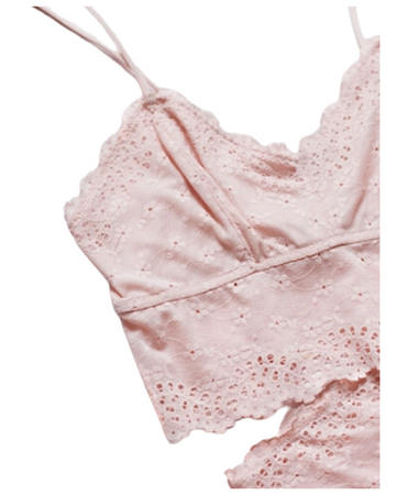 Btempted 910219 + 945219 Eyelet Inspired Pale Peach Bralette Set myselflingerie.com